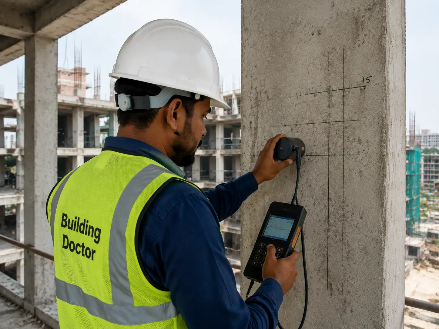 Structural inspection Dhaka — building foundation and column assessment by Building Doctor BD engineers