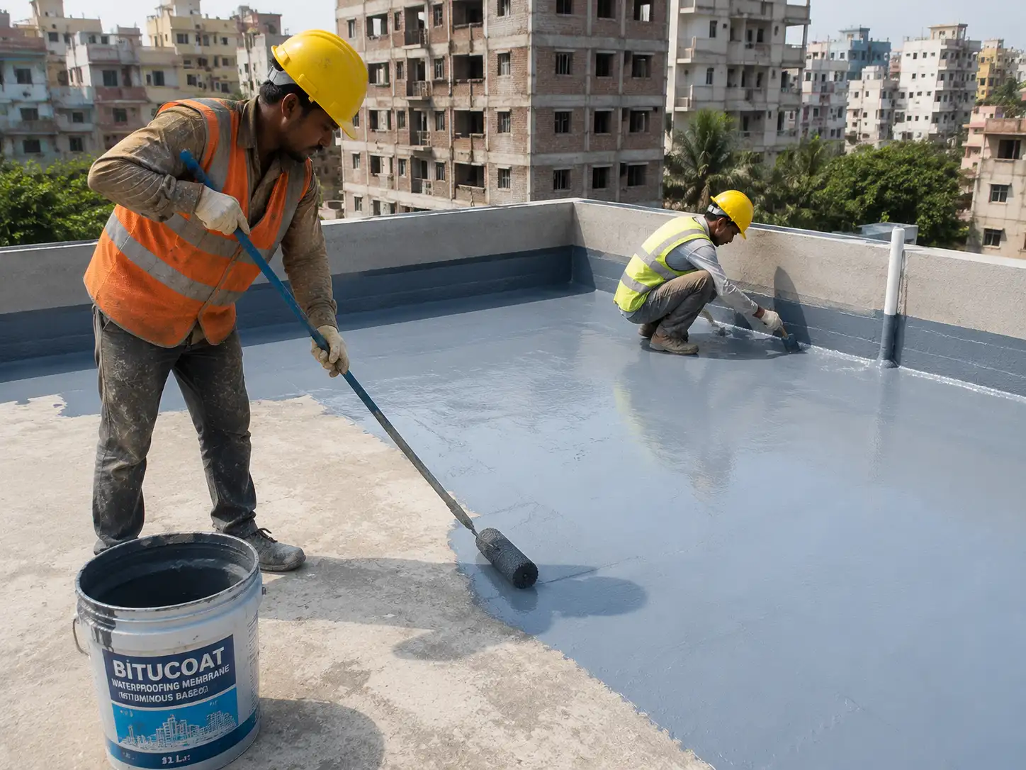 Waterproofing service in Dhaka — roof and wall waterproofing application by Building Doctor BD engineers
